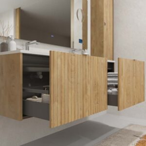 Mueble de baño MILO suspendido 2 cajones acabado ROBLE  TEXAS