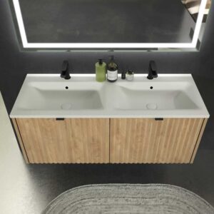 Mueble de baño MILO suspendido 2 cajones acabado ROBLE  TEXAS