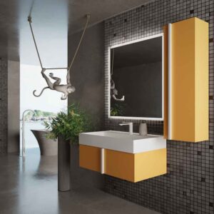 Mueble de baño NORMA suspendido 1 cajón acabado  AMARILLO AZAFRAN