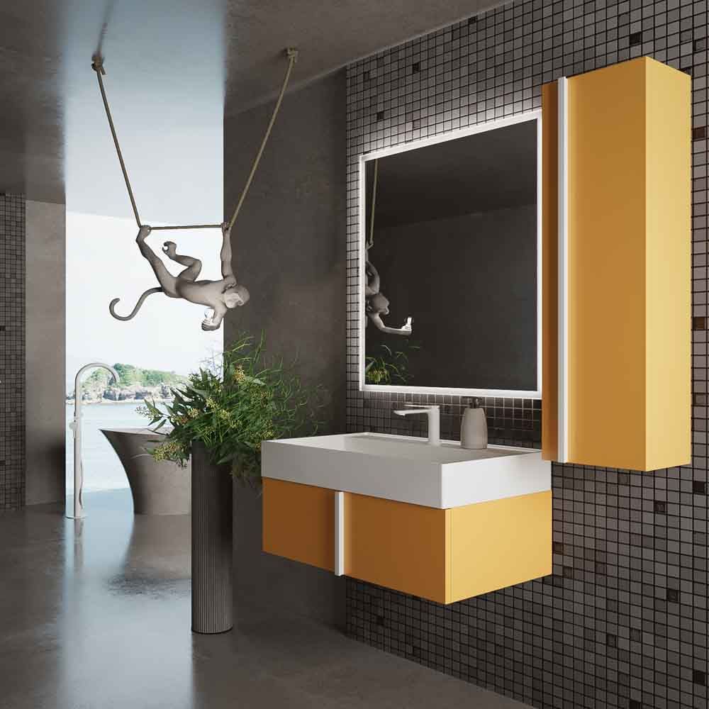 Mueble de baño NORMA suspendido 1 cajón acabado AMARILLO AZAFRAN - Imagen 5