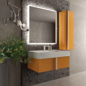 Mueble de baño NORMA suspendido 1 cajón acabado  AMARILLO AZAFRAN