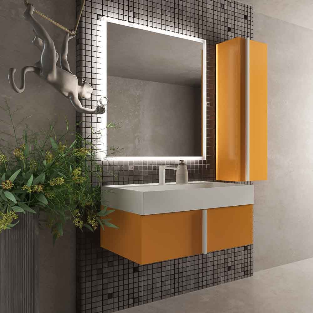 Mueble de baño NORMA suspendido 1 cajón acabado AMARILLO AZAFRAN - Imagen 7