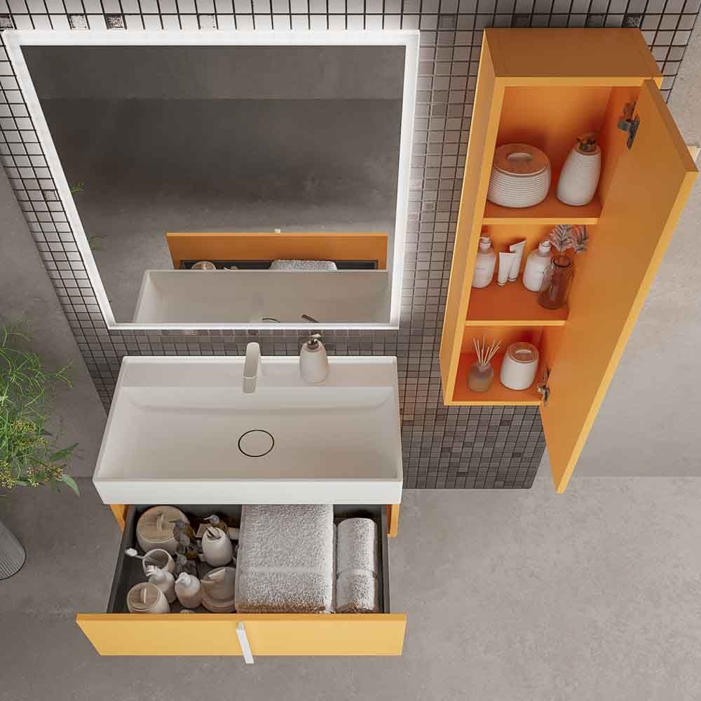 Mueble de baño NORMA suspendido 1 cajón acabado AMARILLO AZAFRAN - Imagen 2