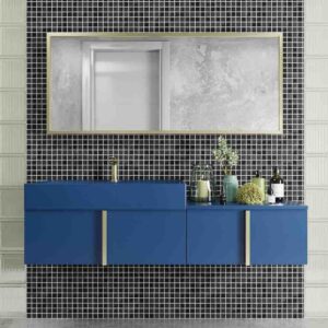 Mueble de baño NORMA suspendido 2 cajónes acabado  AZUL ZAFIRO