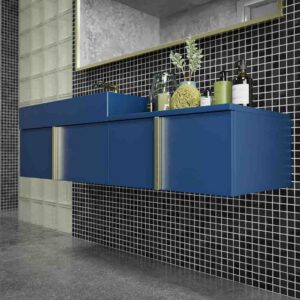 Mueble de baño NORMA suspendido 2 cajónes acabado  AZUL ZAFIRO