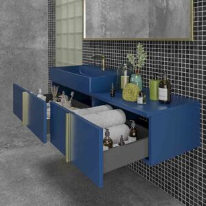 Mueble de baño NORMA suspendido 2 cajónes acabado  AZUL ZAFIRO