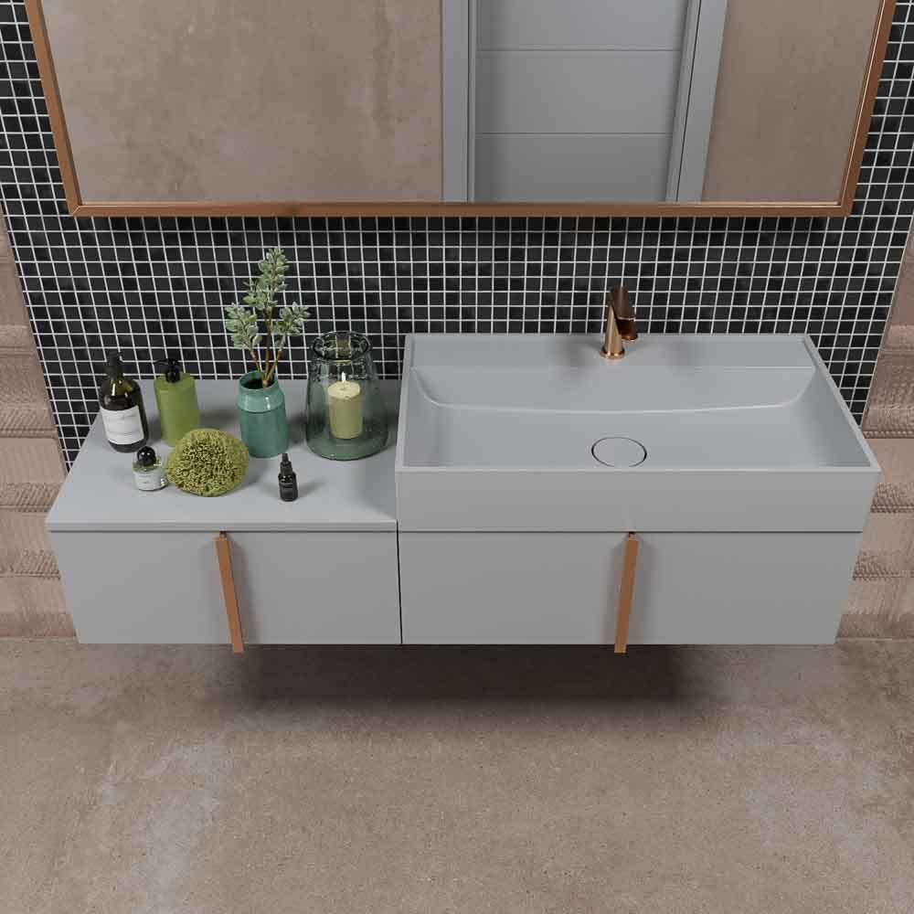 Mueble de baño NORMA suspendido 2 cajónes acabado GRIS SEÑAL - Imagen 7