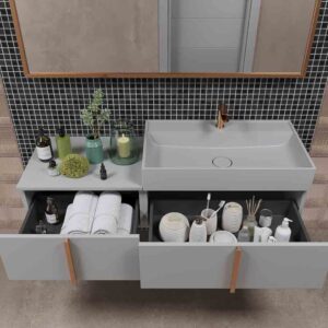 Mueble de baño NORMA suspendido 2 cajónes acabado  GRIS SEÑAL