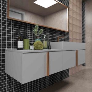 Mueble de baño NORMA suspendido 2 cajónes acabado  GRIS SEÑAL