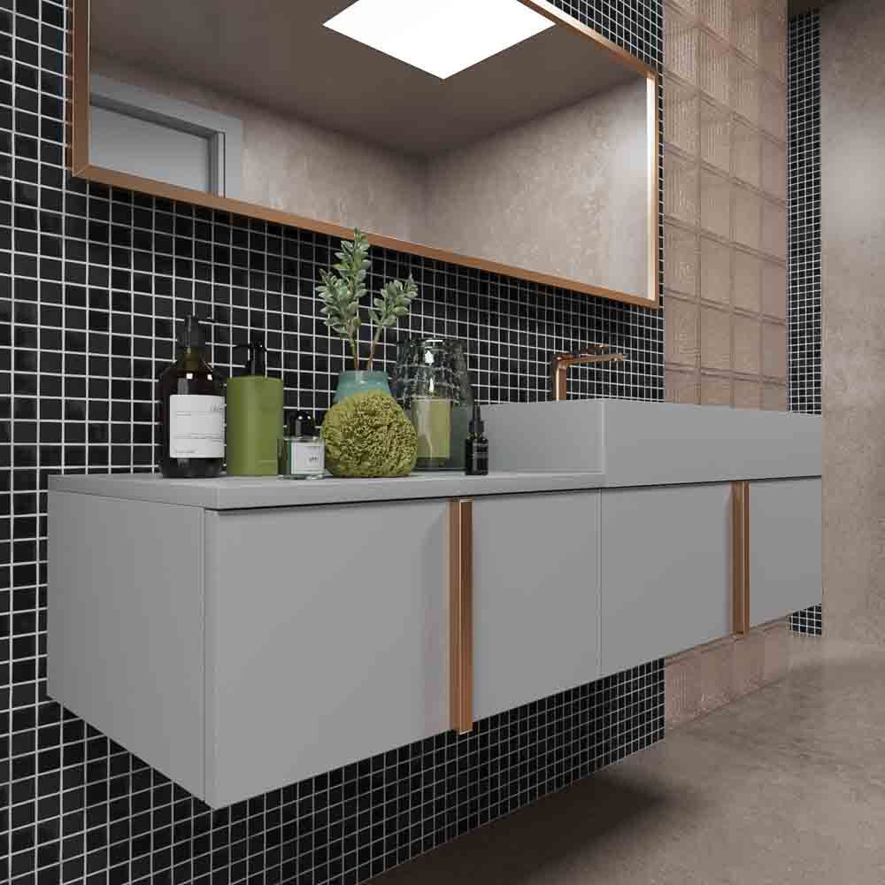 Mueble de baño NORMA suspendido 2 cajónes acabado GRIS SEÑAL - Imagen 4