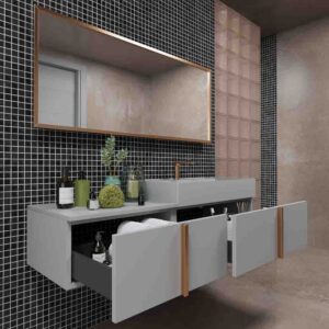 Mueble de baño NORMA suspendido 2 cajónes acabado  GRIS SEÑAL