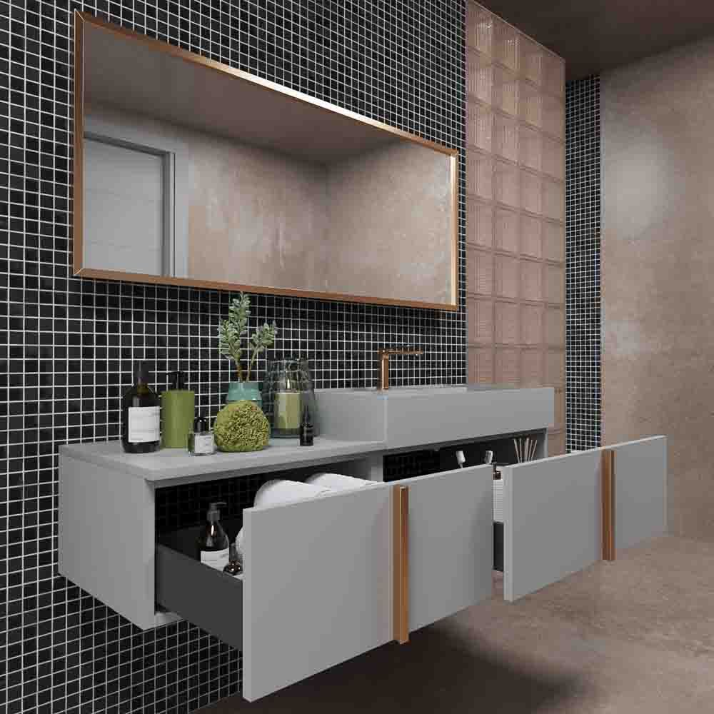Mueble de baño NORMA suspendido 2 cajónes acabado GRIS SEÑAL - Imagen 2