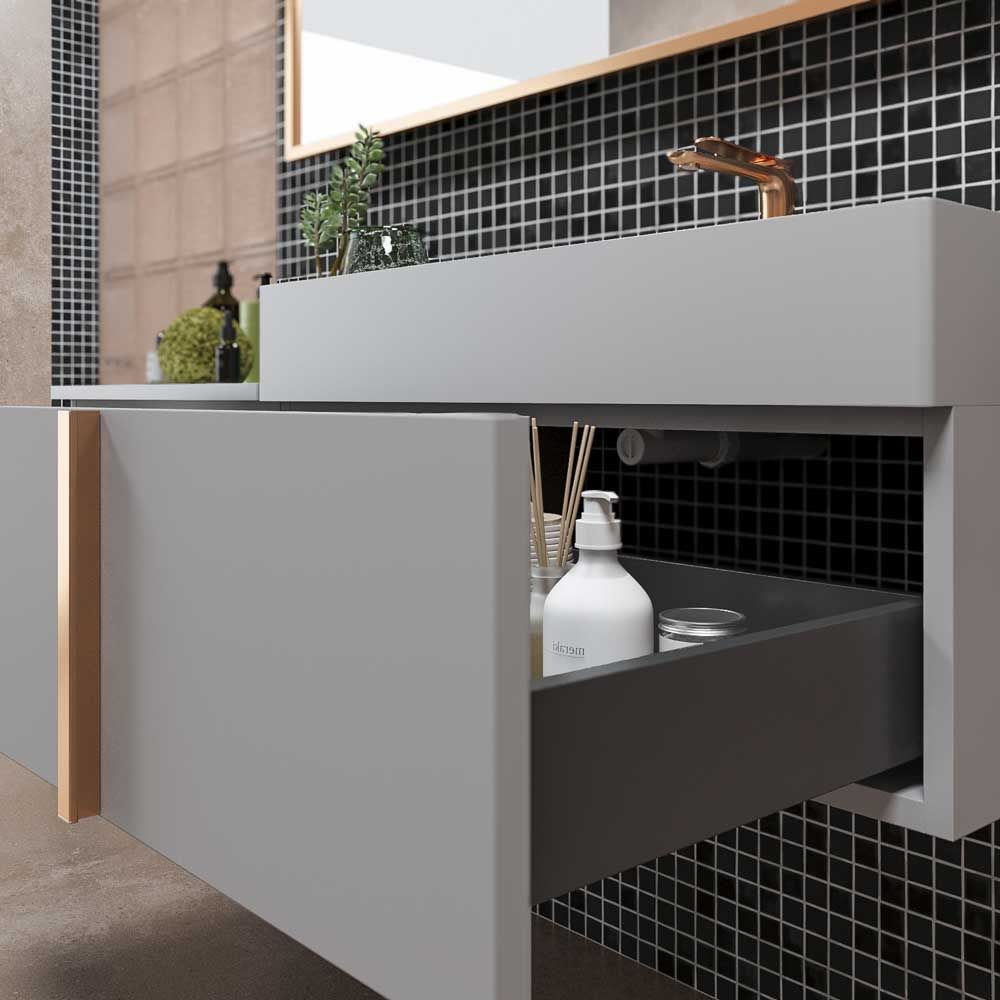 Mueble de baño NORMA suspendido 2 cajónes acabado GRIS SEÑAL - Imagen 3