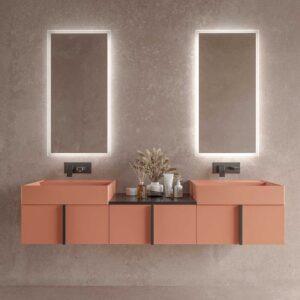 Mueble de baño NORMA suspendido 3 cajónes acabado  ROSA PARDO