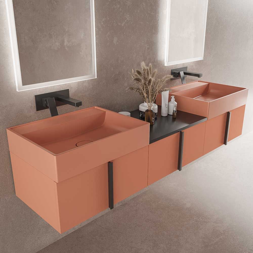 Mueble de baño NORMA suspendido 3 cajónes acabado ROSA PARDO - Imagen 4