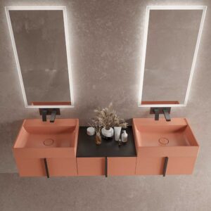 Mueble de baño NORMA suspendido 3 cajónes acabado  ROSA PARDO