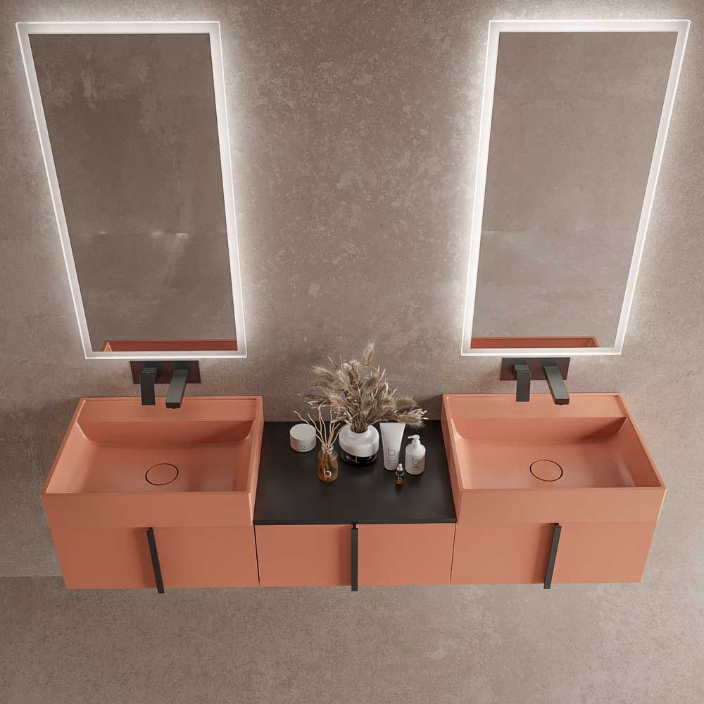 Mueble de baño NORMA suspendido 3 cajónes acabado ROSA PARDO - Imagen 3