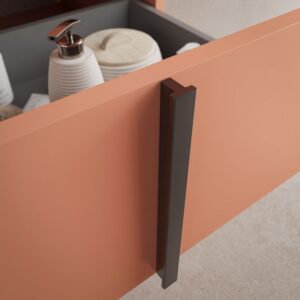 Mueble de baño NORMA suspendido 3 cajónes acabado  ROSA PARDO