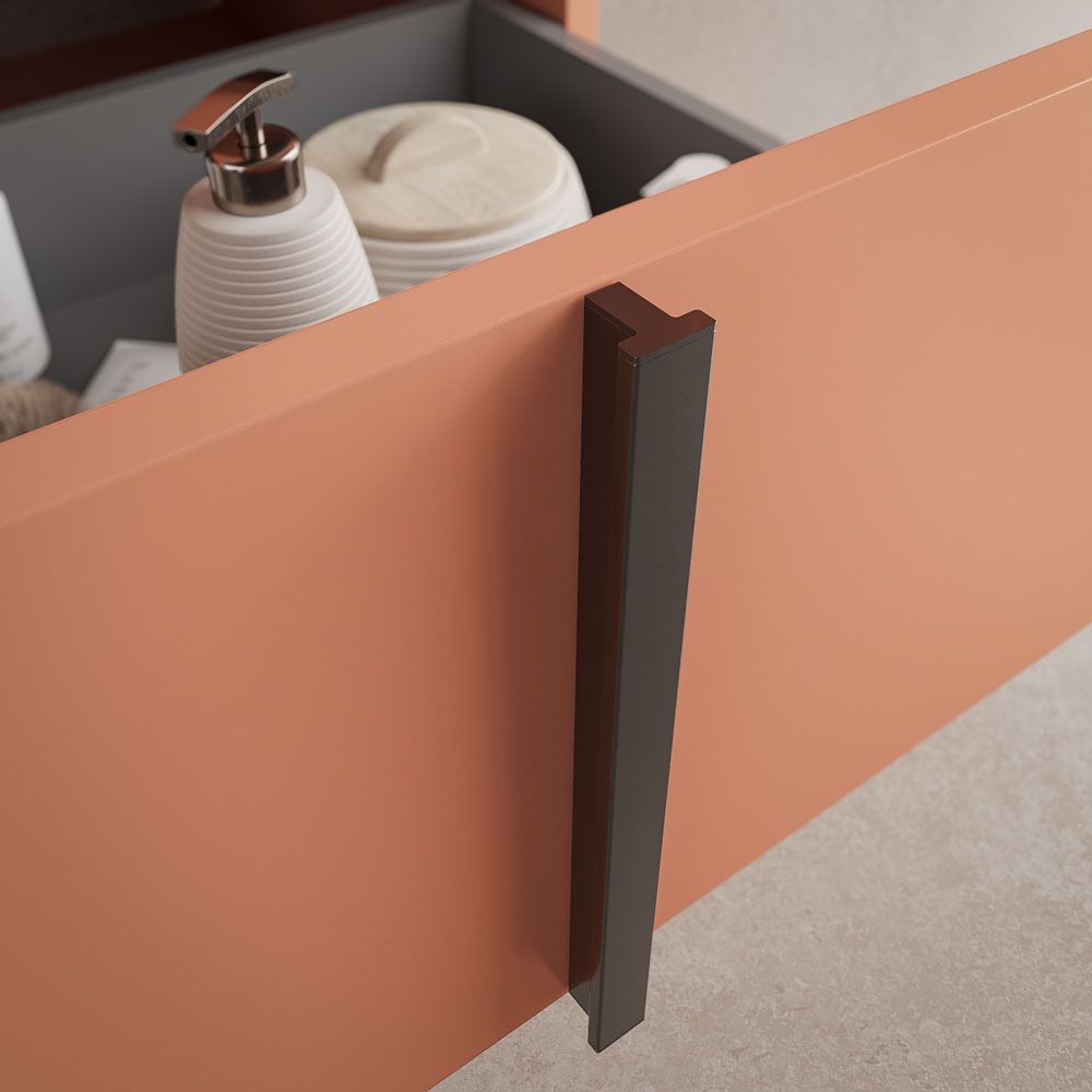 Mueble de baño NORMA suspendido 3 cajónes acabado ROSA PARDO - Imagen 5