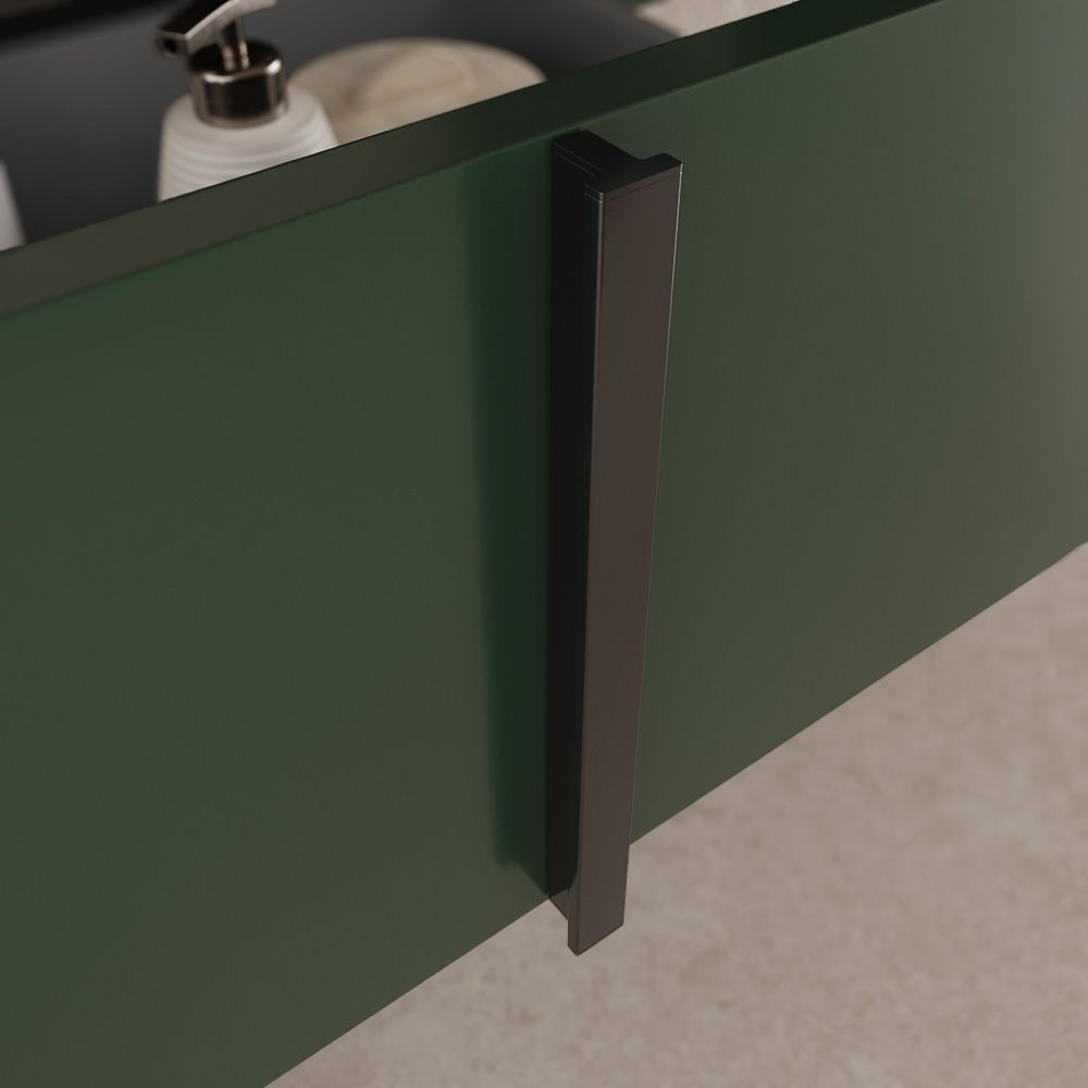 Mueble de baño NORMA suspendido 3 cajónes acabado VERDE OLIVO / ROBLE CLARO - Imagen 2