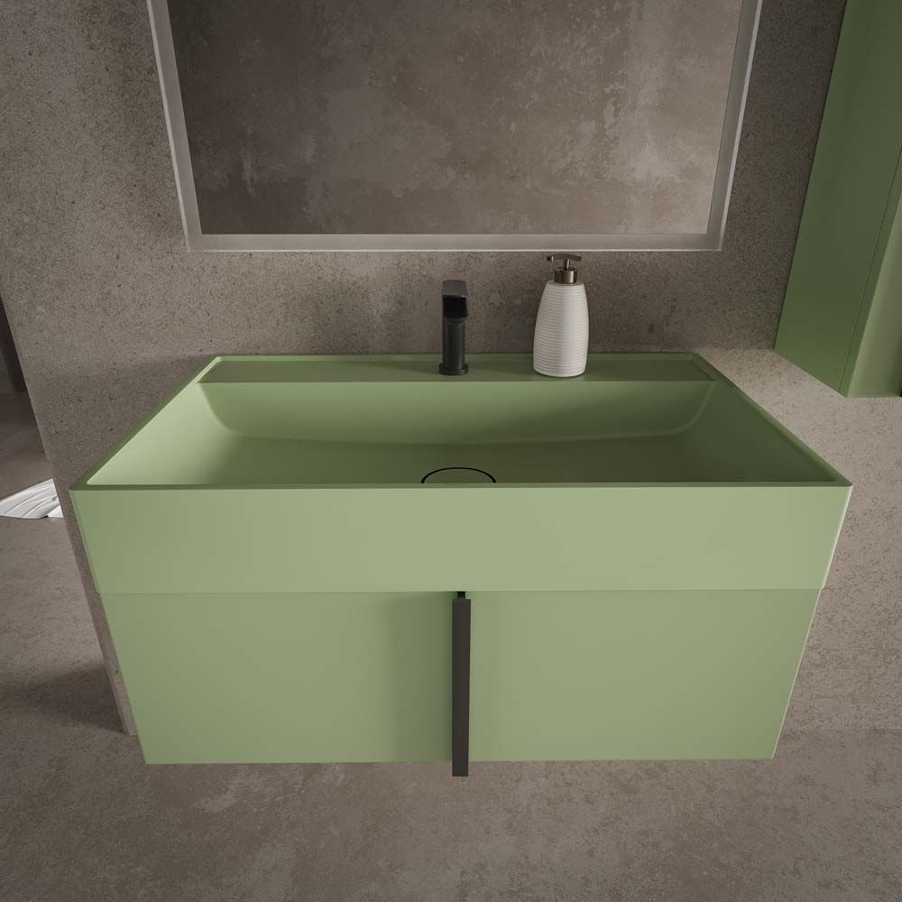 Mueble de baño NORMA suspendido 1 cajón acabado VERDE PALIDO - Imagen 5