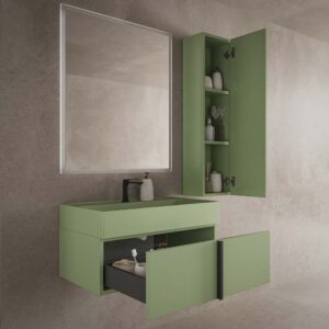 Mueble de baño NORMA suspendido 1 cajón acabado  VERDE PALIDO