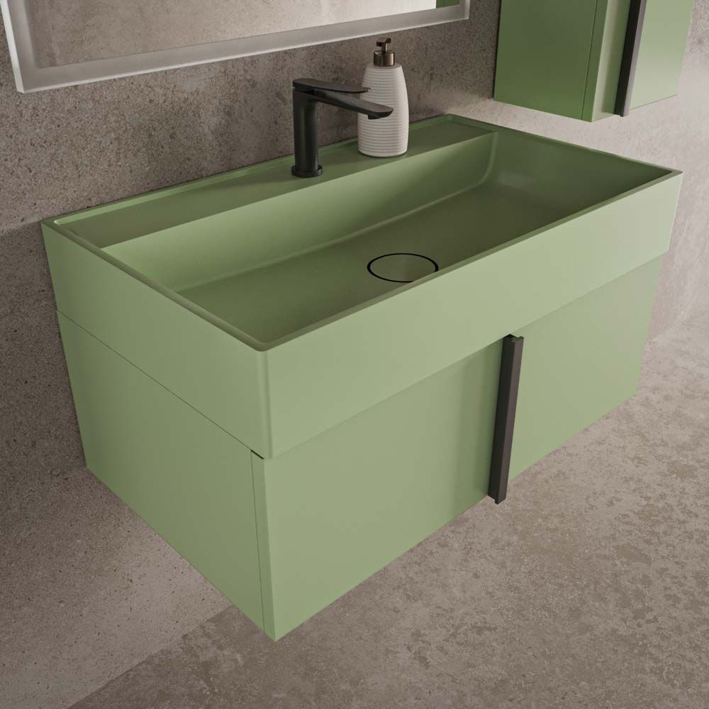 Mueble de baño NORMA suspendido 1 cajón acabado VERDE PALIDO - Imagen 3