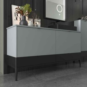Mueble de baño VICENT con patas 4 cajones encimera Solid Surface con lavabo HORUS