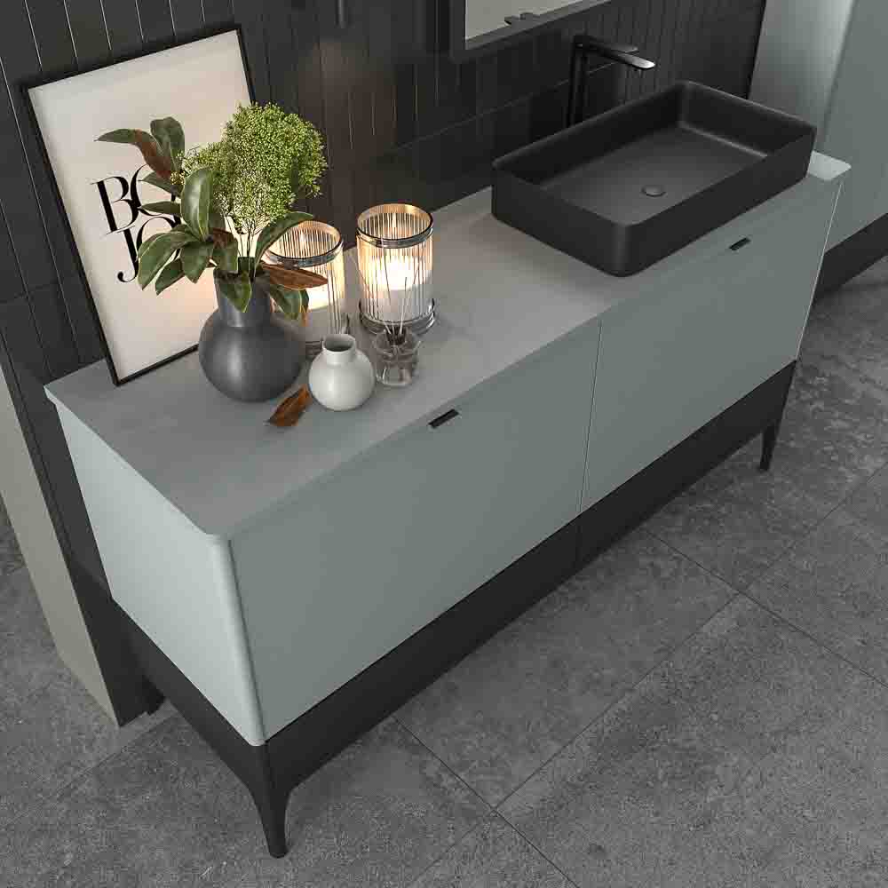 Mueble de baño VICENT con patas 4 cajones encimera Solid Surface con lavabo HORUS - Imagen 3