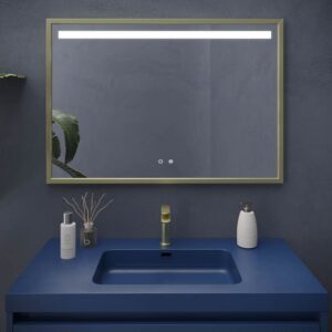 Mueble de baño ELEN con patas 1 cajón - 1 balda inferior AZUL COBALTO / ORO MATE