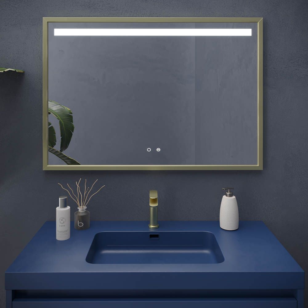 Mueble de baño ELEN con patas 1 cajón - 1 balda inferior AZUL COBALTO / ORO MATE - Imagen 5