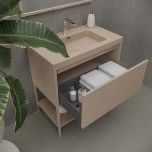 Mueble de baño ELEN con patas 1 cajón - 1 balda inferior MOKA