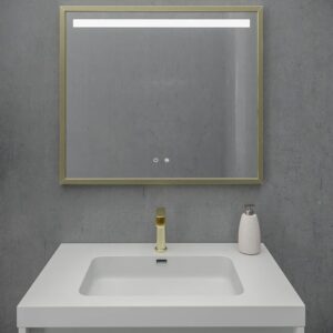 Mueble de baño ELEN con patas 1 cajón - 1 balda inferior GRIS PERLA / ORO MATE