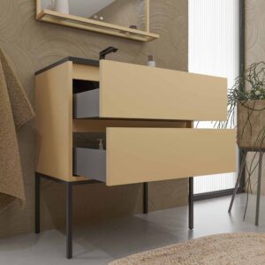 Mueble de baño con patas 2 cajones SMILE con lavabo Solid Surface BEIGE