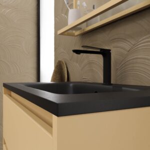 Mueble de baño con patas 2 cajones SMILE con lavabo Solid Surface BEIGE