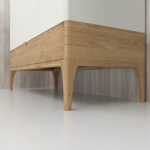 Mueble de baño VICENT con patas 2 cajones / 1 puerta encimera Solid Surface
