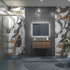 Mueble de baño BINARIO suspendido 1 cajón acabado ROBLE FRANCES / TOPO