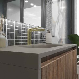 Mueble de baño BINARIO suspendido 1 cajón acabado ROBLE FRANCES / TOPO