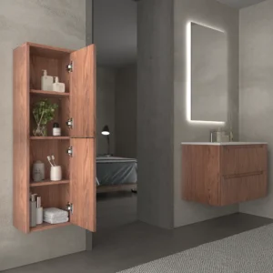 Mueble de baño suspendido 2 cajones TOSCANA con lavabo porcelana acabado ABEDUL