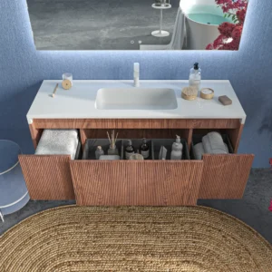 Mueble de baño BINARIO suspendido 3 cajones acabado ABEDUL