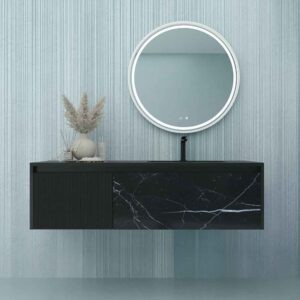 Mueble de baño DUPLEX suspendido 2 cajones acabado mármol NEGRO MARQUINA / NEGRO
