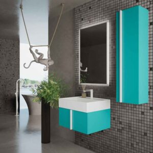 Mueble de baño NORMA suspendido 1 cajón acabado  AZUL TURQUESA