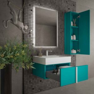 Mueble de baño NORMA suspendido 1 cajón acabado  AZUL TURQUESA