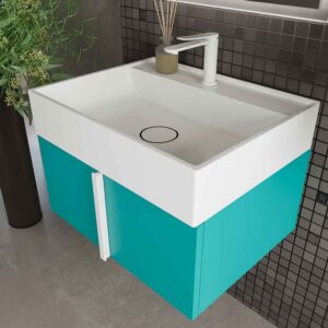 Mueble de baño NORMA suspendido 1 cajón acabado  AZUL TURQUESA