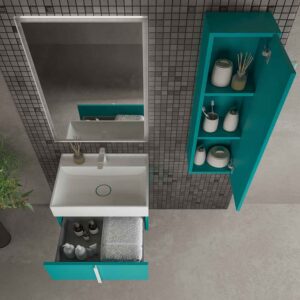 Mueble de baño NORMA suspendido 1 cajón acabado  AZUL TURQUESA