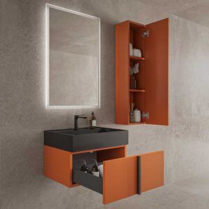 Mueble de baño NORMA suspendido 1 cajón acabado  PARDO ANARANJADO