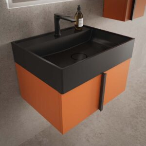 Mueble de baño NORMA suspendido 1 cajón acabado  PARDO ANARANJADO