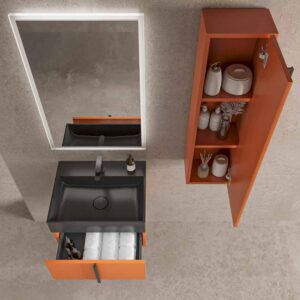 Mueble de baño NORMA suspendido 1 cajón acabado  PARDO ANARANJADO