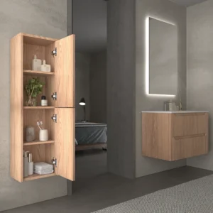 Mueble de baño suspendido 2 cajones TOSCANA con lavabo porcelana acabado CEMBRANO