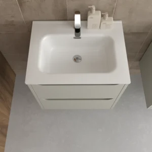 Mueble de baño suspendido 2 cajones TOSCANA con lavabo porcelana acabado GRIS SEDA